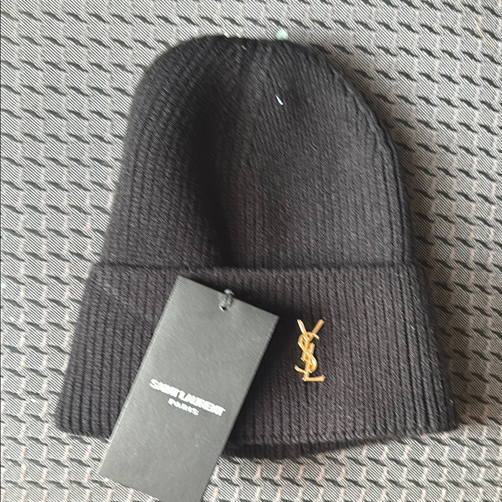 Black Beanie with Gold Logo